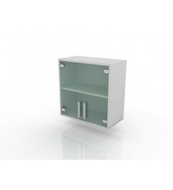 Медицинский навесной шкаф с дверцами, полками (стекло) 104-002-1 С